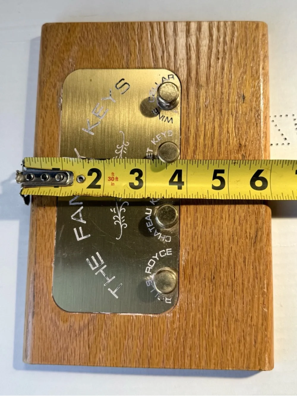 The Family Keys Brass and Oak Wall Key Rack